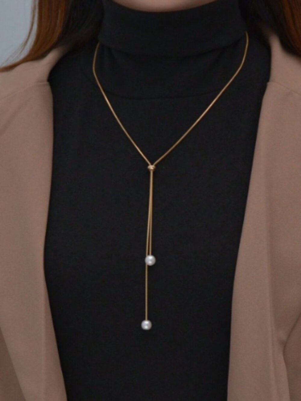 Minimalist Gold and Pearl Necklace Bolero Simple